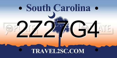 2Z27G4 South Carolina License Plate