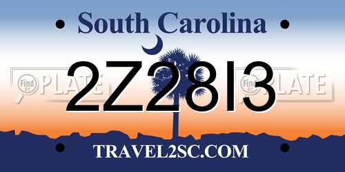 2Z28I3 South Carolina License Plate