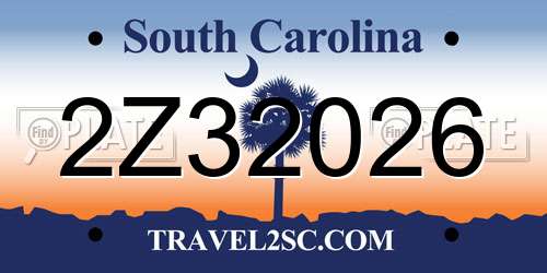 2Z32026 South Carolina License Plate
