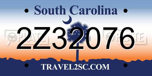 2Z32076 South Carolina License Plate