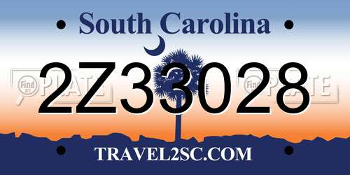 2Z33028 South Carolina License Plate