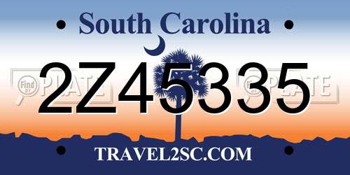 2Z45335 South Carolina License Plate