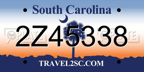 2Z45338 South Carolina License Plate