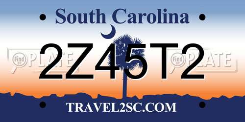 2Z45T2 South Carolina License Plate