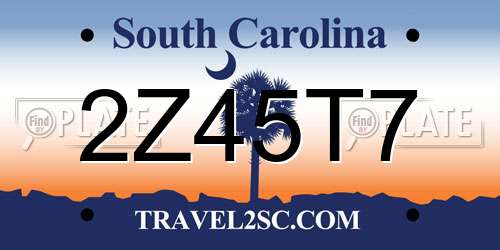 2Z45T7 South Carolina License Plate