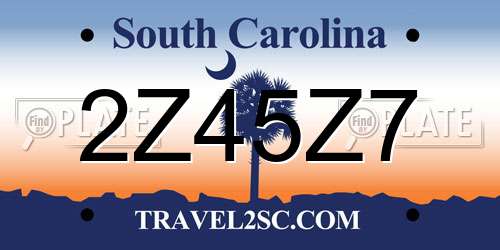 2Z45Z7 South Carolina License Plate