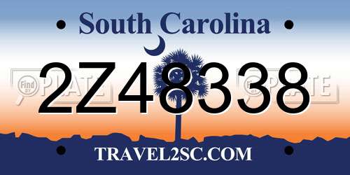 2Z48338 South Carolina License Plate