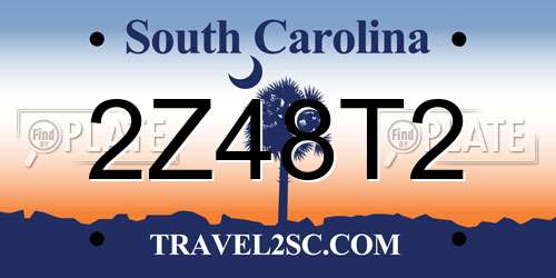 2Z48T2 South Carolina License Plate