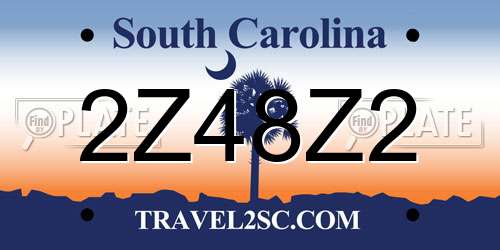 2Z48Z2 South Carolina License Plate