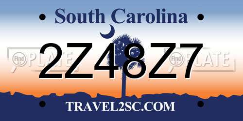2Z48Z7 South Carolina License Plate