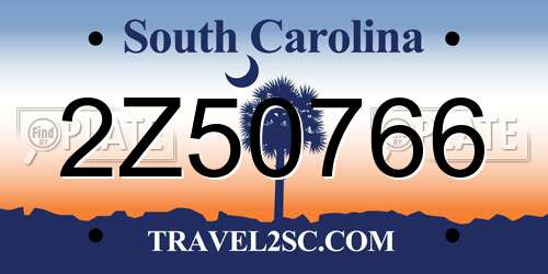 2Z50766 South Carolina License Plate