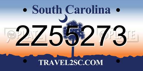 2Z55273 South Carolina License Plate
