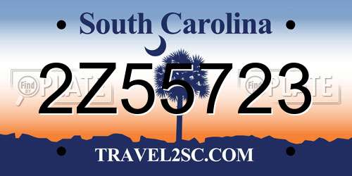 2Z55723 South Carolina License Plate
