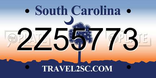 2Z55773 South Carolina License Plate