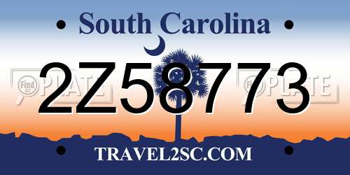 2Z58773 South Carolina License Plate