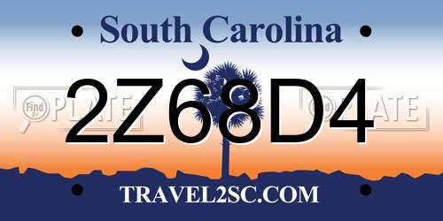2Z68D4 South Carolina License Plate