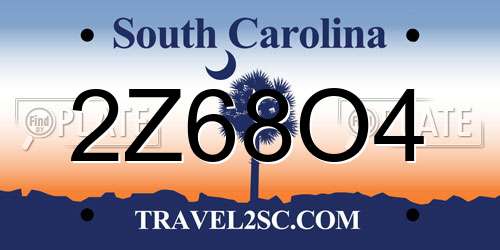 2Z68O4 South Carolina License Plate