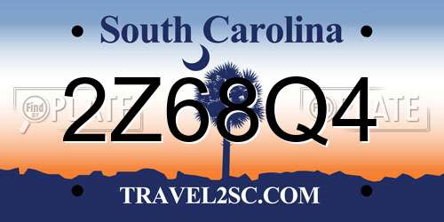 2Z68Q4 South Carolina License Plate