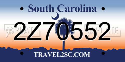 2Z70552 South Carolina License Plate