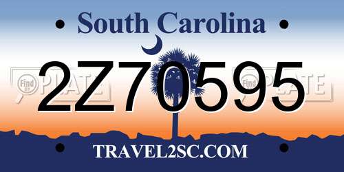 2Z70595 South Carolina License Plate