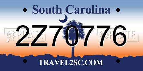 2Z70776 South Carolina License Plate