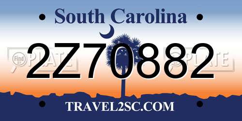 2Z70882 South Carolina License Plate