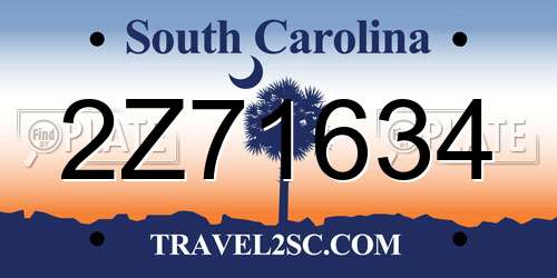 2Z71634 South Carolina License Plate