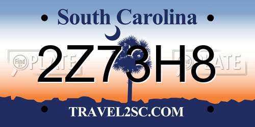 2Z73H8 South Carolina License Plate