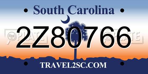 2Z80766 South Carolina License Plate