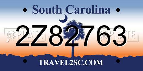 2Z82763 South Carolina License Plate