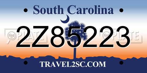 2Z85223 South Carolina License Plate