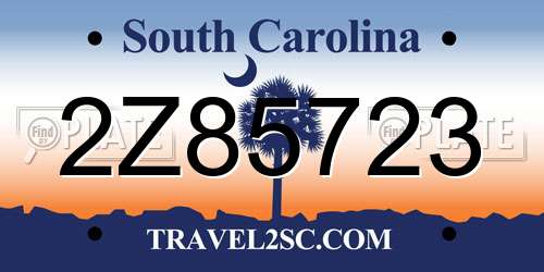 2Z85723 South Carolina License Plate