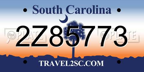 2Z85773 South Carolina License Plate