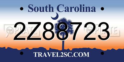 2Z88723 South Carolina License Plate