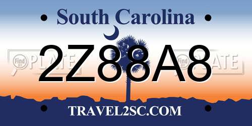 2Z88A8 South Carolina License Plate
