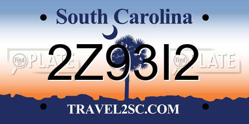 2Z93I2 South Carolina License Plate