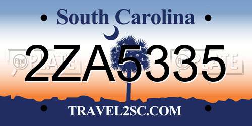 2ZA5335 South Carolina License Plate