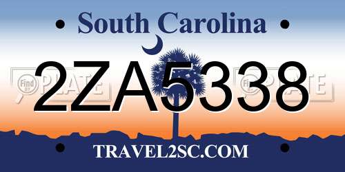 2ZA5338 South Carolina License Plate