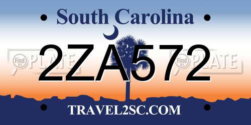 2ZA572 South Carolina License Plate