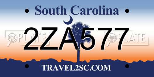 2ZA577 South Carolina License Plate