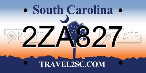 2ZA827 South Carolina License Plate
