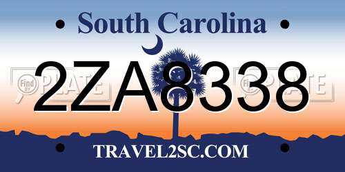 2ZA8338 South Carolina License Plate