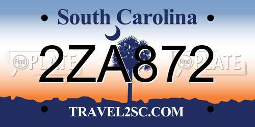 2ZA872 South Carolina License Plate
