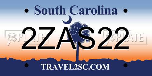 2ZAS22 South Carolina License Plate