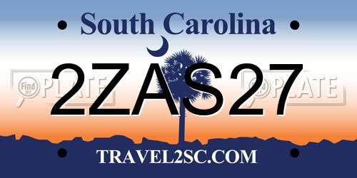 2ZAS27 South Carolina License Plate