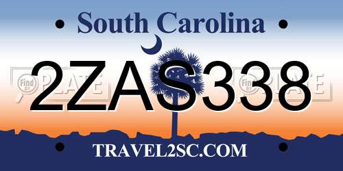2ZAS338 South Carolina License Plate