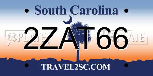 2ZAT66 South Carolina License Plate