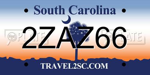 2ZAZ66 South Carolina License Plate