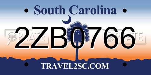 2ZB0766 South Carolina License Plate