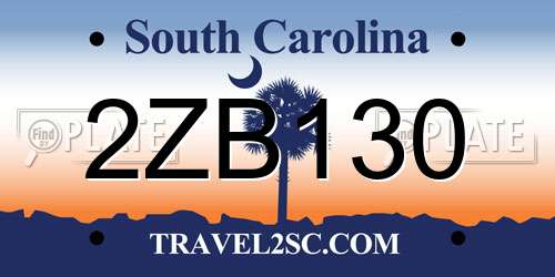 2ZB130 South Carolina License Plate